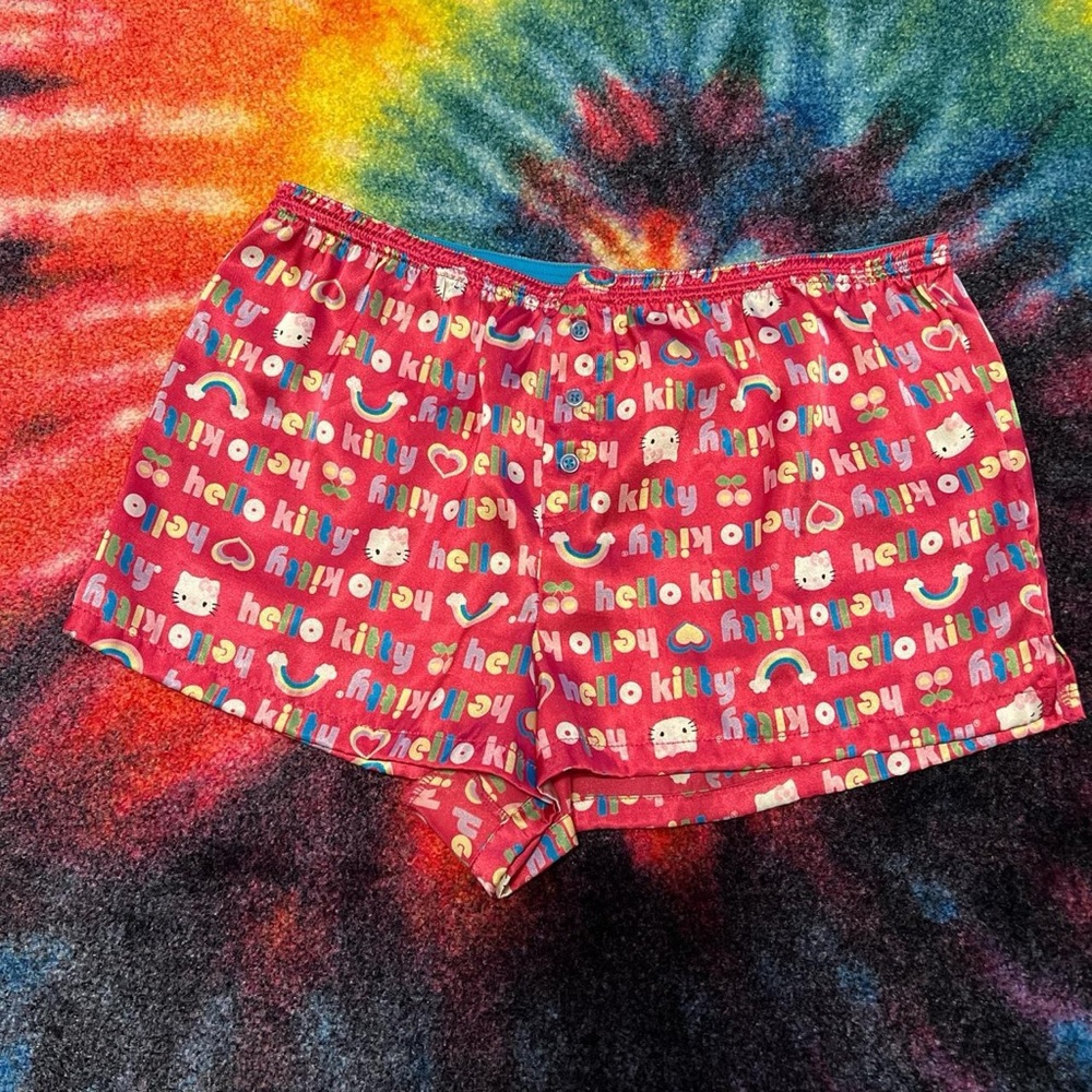 Hello Kitty Print Pink Shorts Vintage Satin Silky Type Print Small / 5